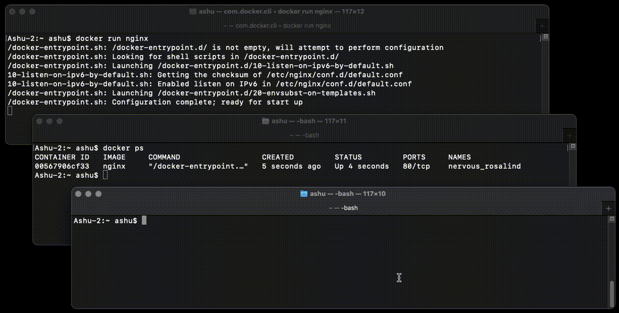 docker stop command running